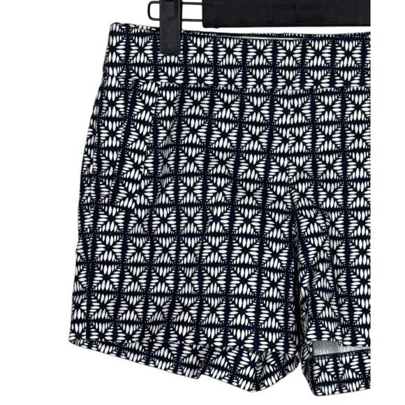 J. Crew City Fit Stretch Mid Rise Shorts Pockets Side Zipper 2 Navy Blue White - Picture 3 of 15